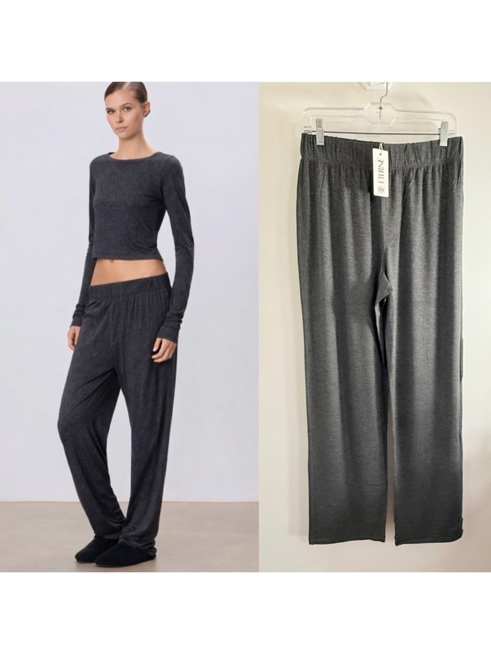 Eterne Charcoal Wide-Leg Lounge Pants